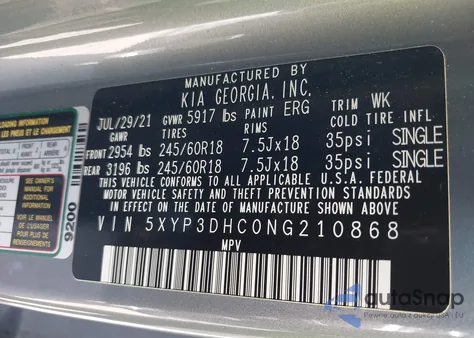 2022 Kia Telluride Ex z USA, uszkodzony, nr VIN 5XYP3DHC0NG210868